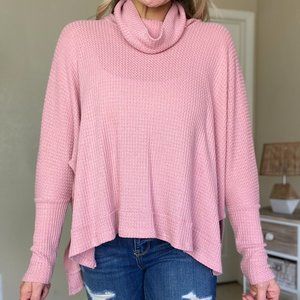 Starting Over Light Pink Cowl Neck Top
